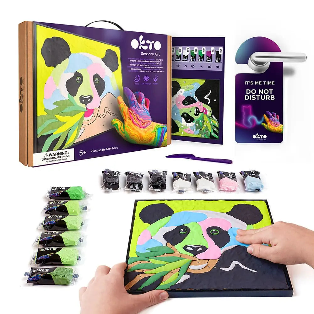DIY Coloring with Clay by Numbers Panda – Air Dry Clay Art Set