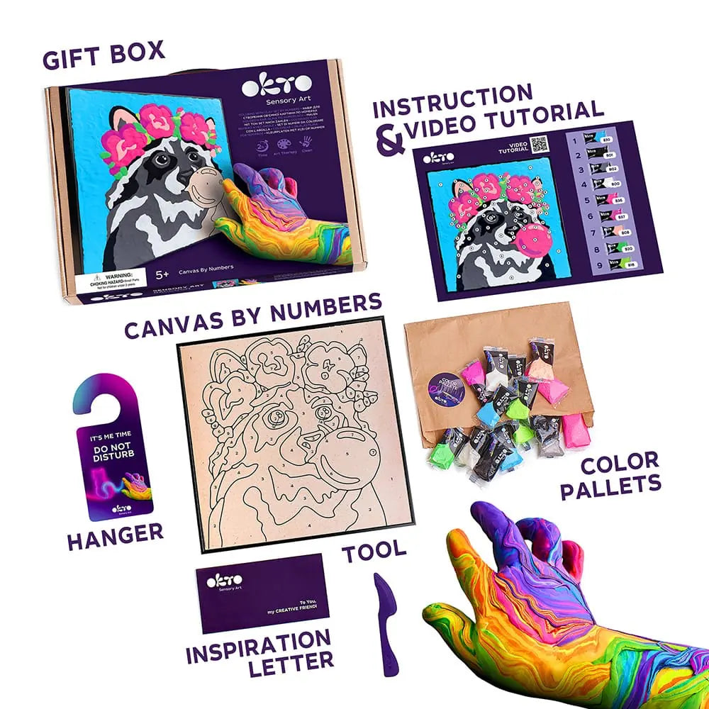 Coloring with clay set by numbers ТМ ОКТО RACCOON 11.8" x 11.8" inch
