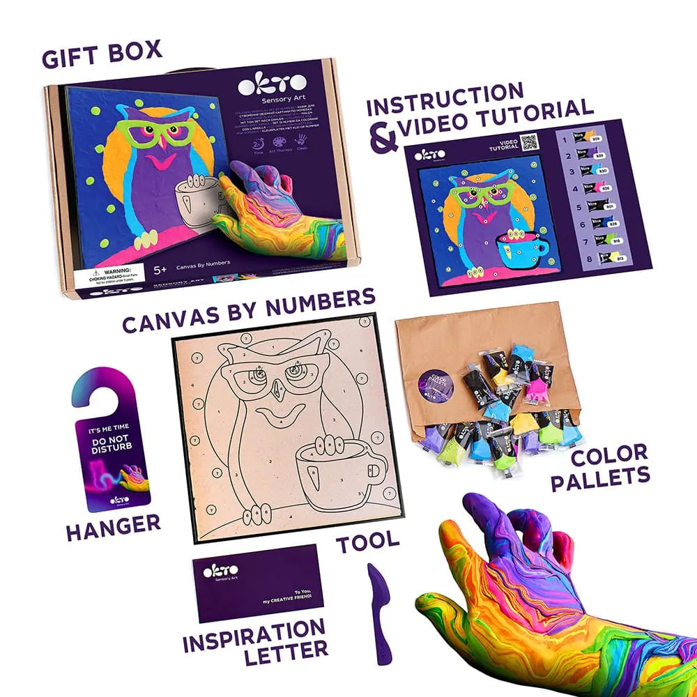 Coloring with clay set by numbers  ТМ ОКТО  OWL 11.8" x 11.8" inch