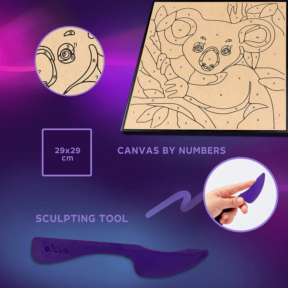 Coloring with clay set by numbers  ТМ ОКТО  Koala 11.4" x 11.4" inch