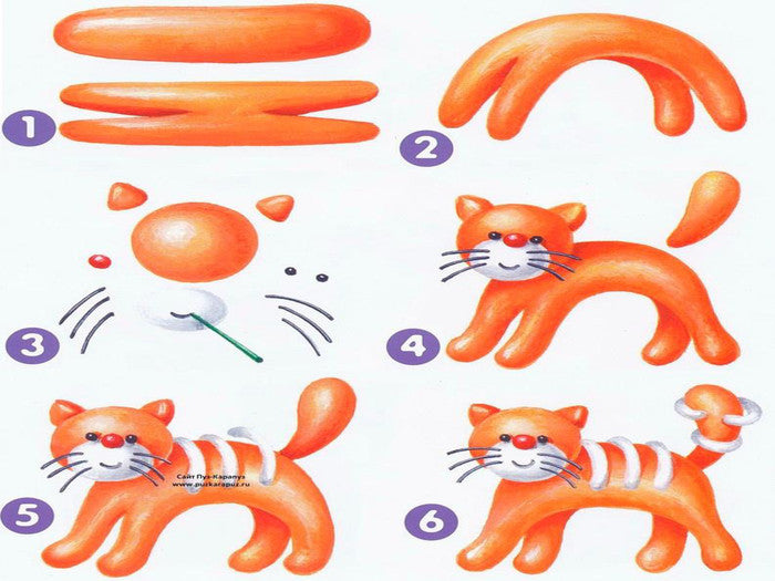 Kitten made of clay: step-by-step instructions for creating charming figures from Air Clay OKTO
