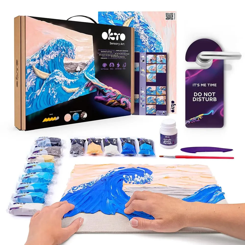 IMÁGENES 3D Obras maestras famosas Kit de pintura 3D DIY "Gran ola en Kanawaga" 11.8" x 15.7" pulgadas 