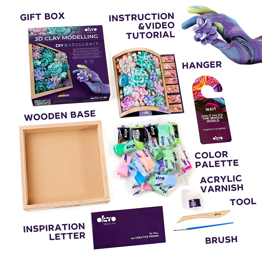 Air Clay Craft Kit Wood&Craft DIY Succulents TENDERNESS, photo 4