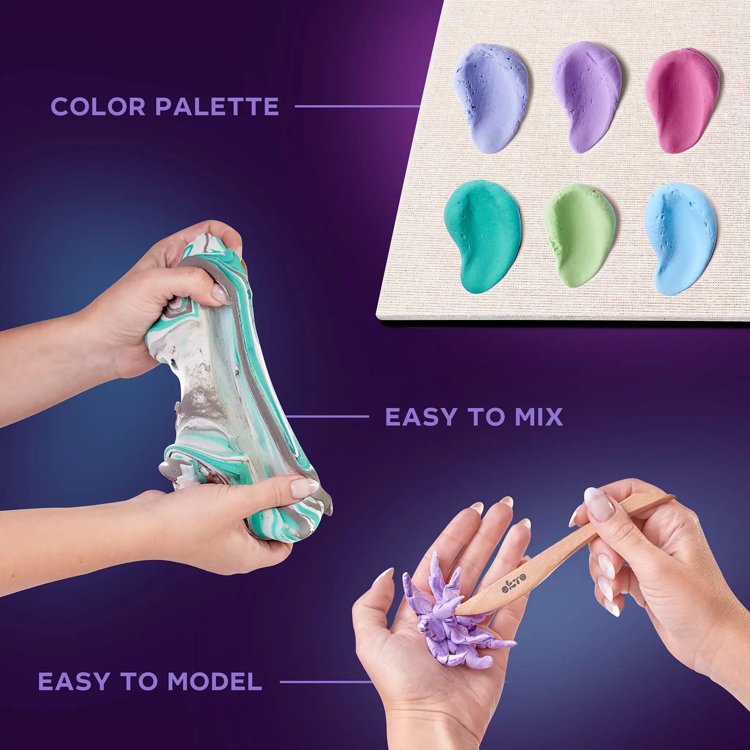 Air Clay Craft Kit Wood&Craft DIY "Succulents" TENDERNESS