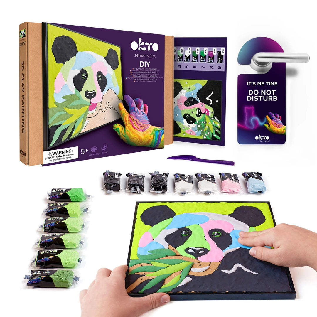 Coloring with clay set by numbers PANDA