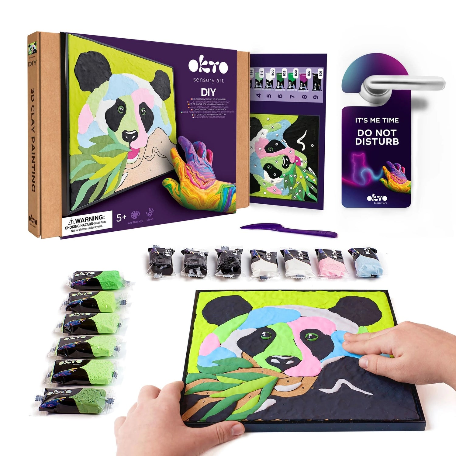 Coloring with clay set by numbers PANDA