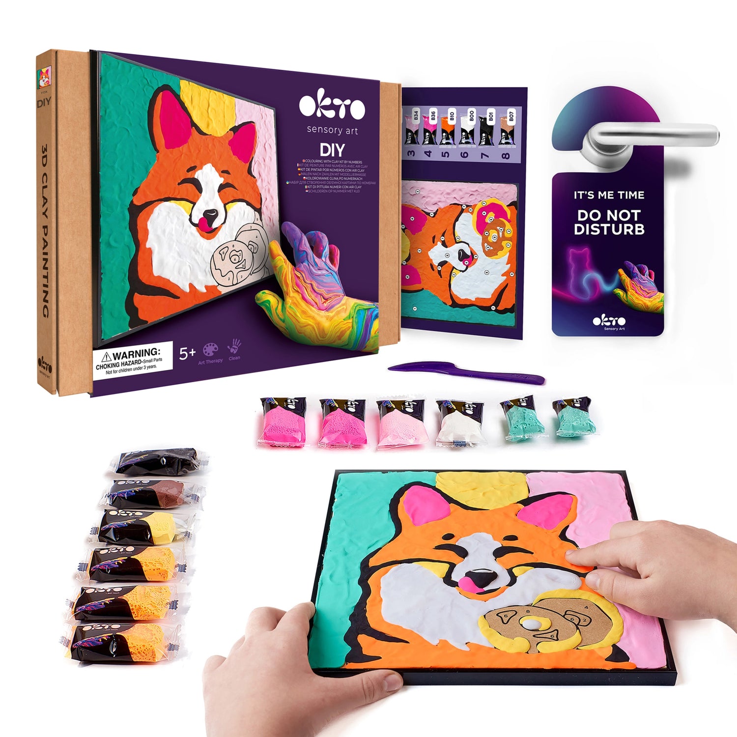 Coloring with clay set by numbers FOX