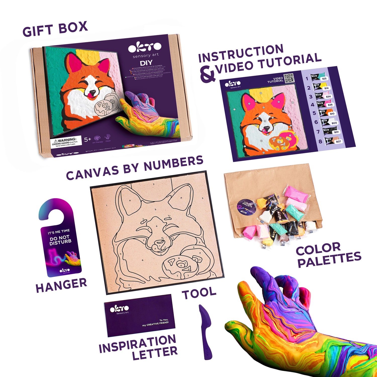Coloring with clay set by numbers FOX