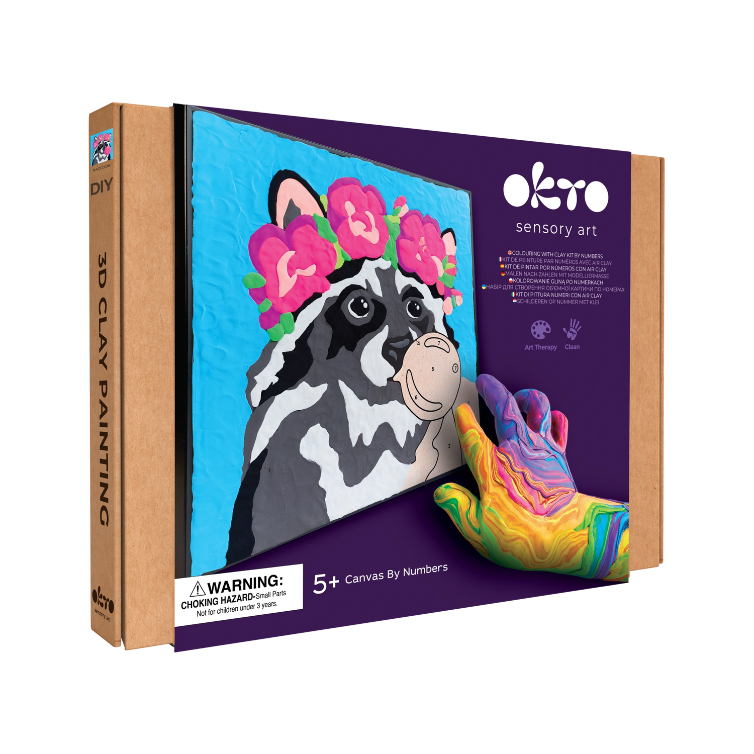 Coloring with clay set by numbers RACCOON