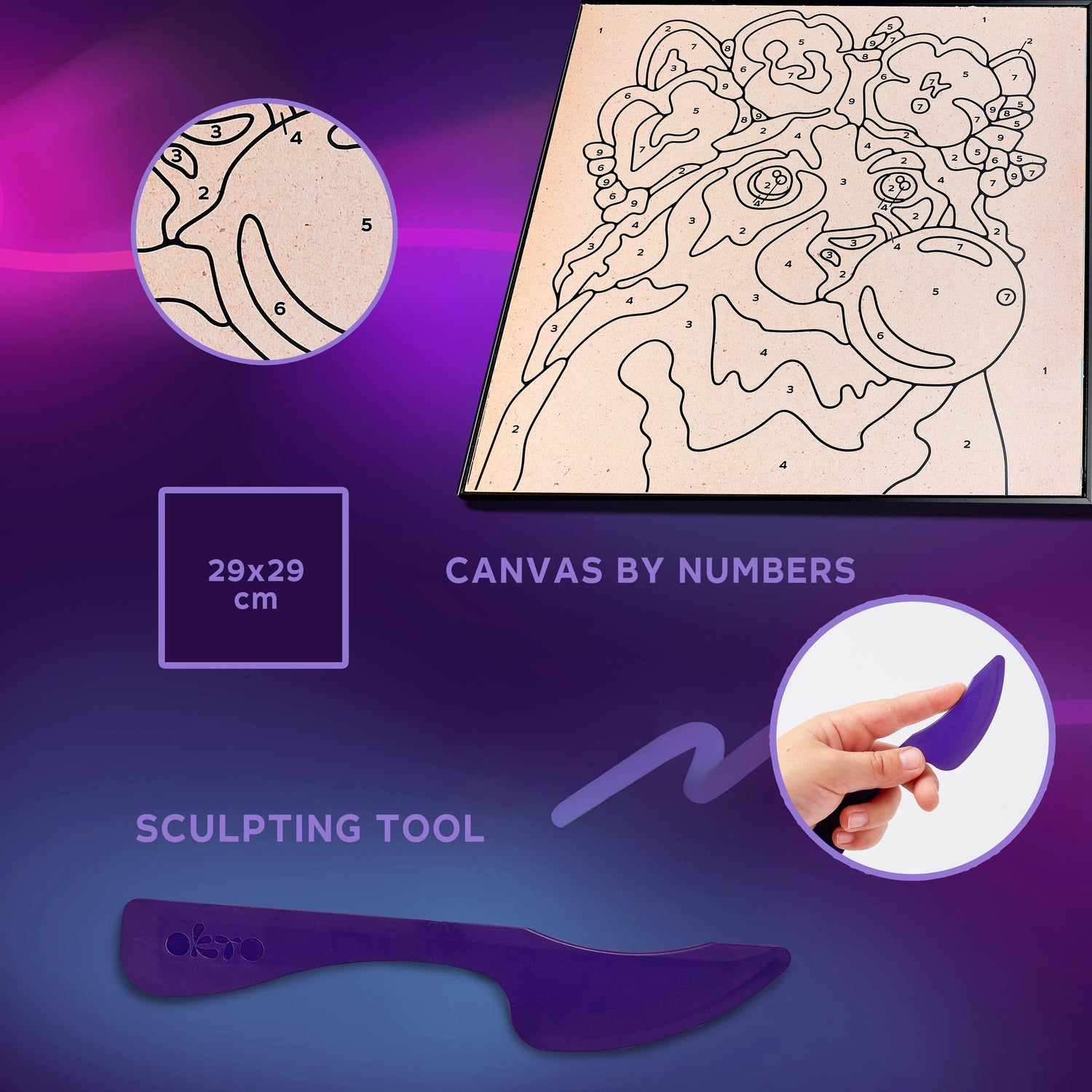 Coloring with clay set by numbers RACCOON