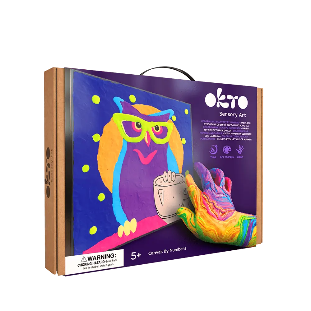 Coloring with clay set by numbers  ТМ ОКТО  OWL 11.8" x 11.8" inch