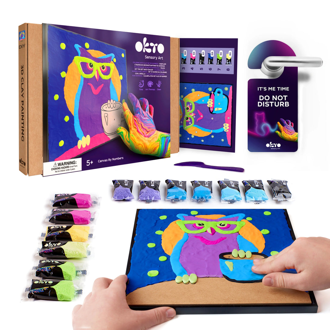 Coloring with clay set by numbers OWL