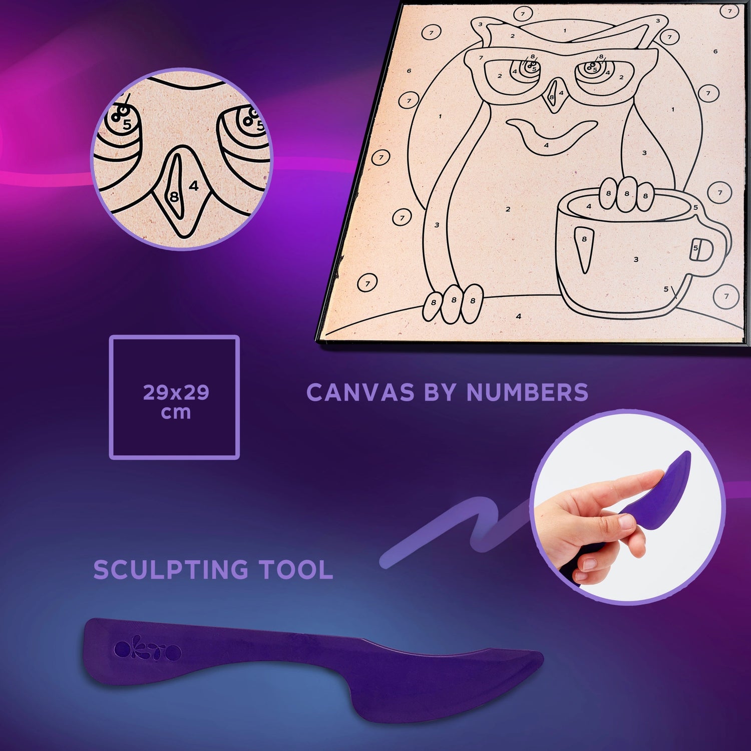 Coloring with clay set by numbers OWL