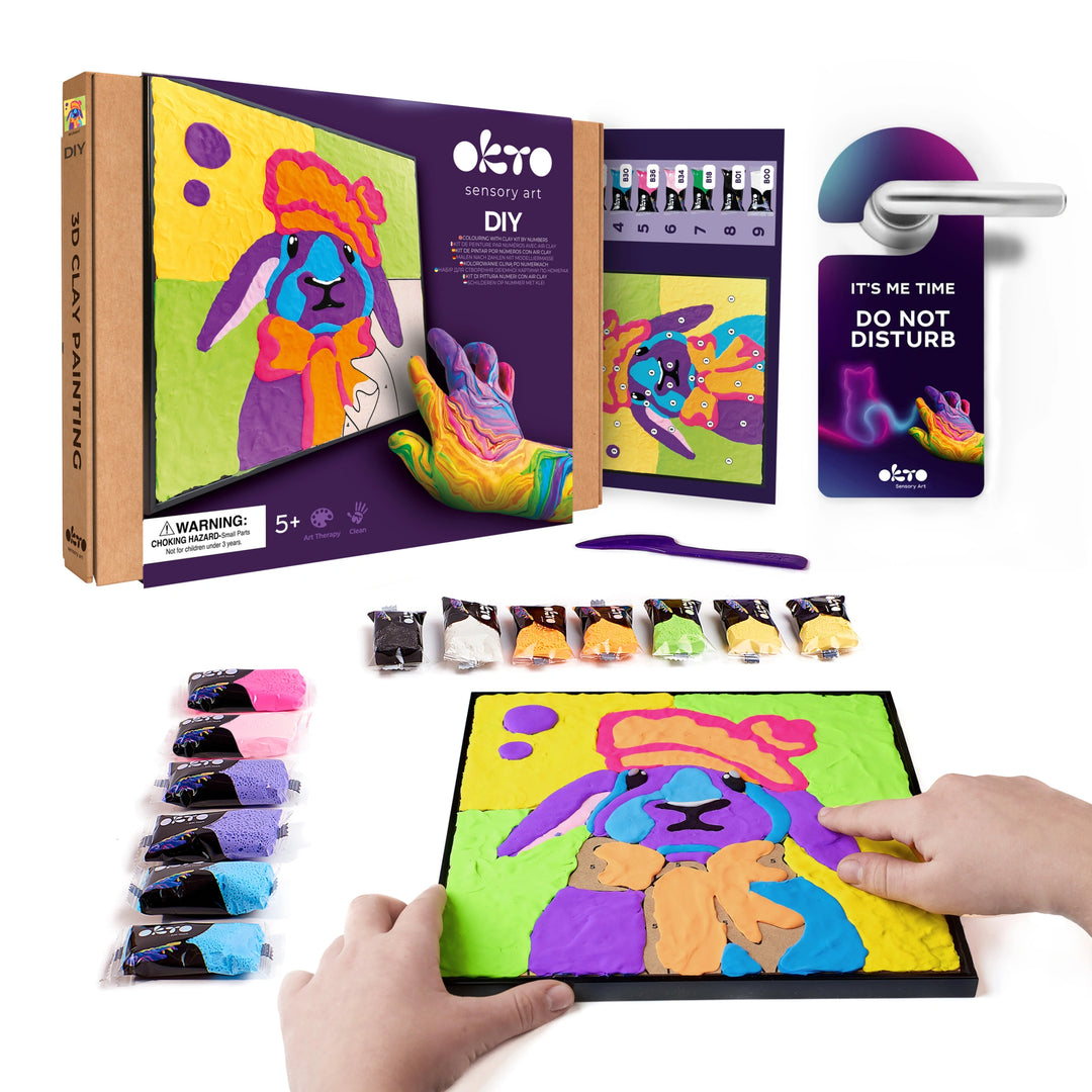 Coloring with clay set by numbers BUNNY