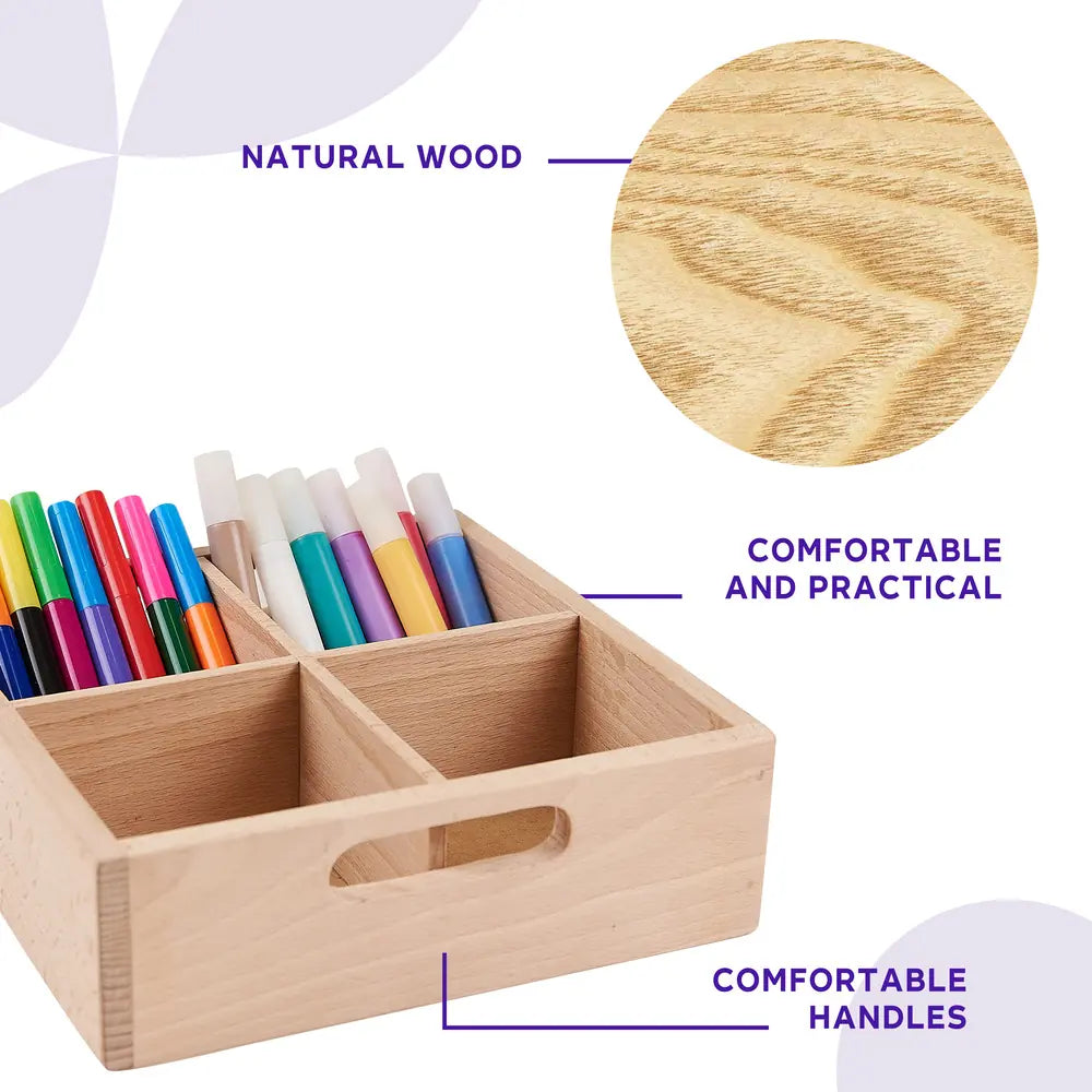 School supplues  Wooden organizer box. 8 cells