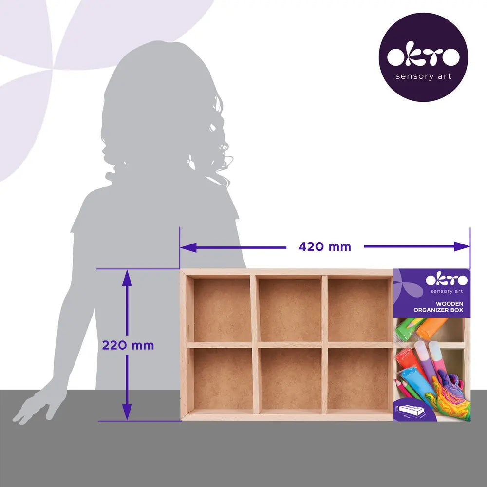 School supplues  Wooden organizer box. 8 cells