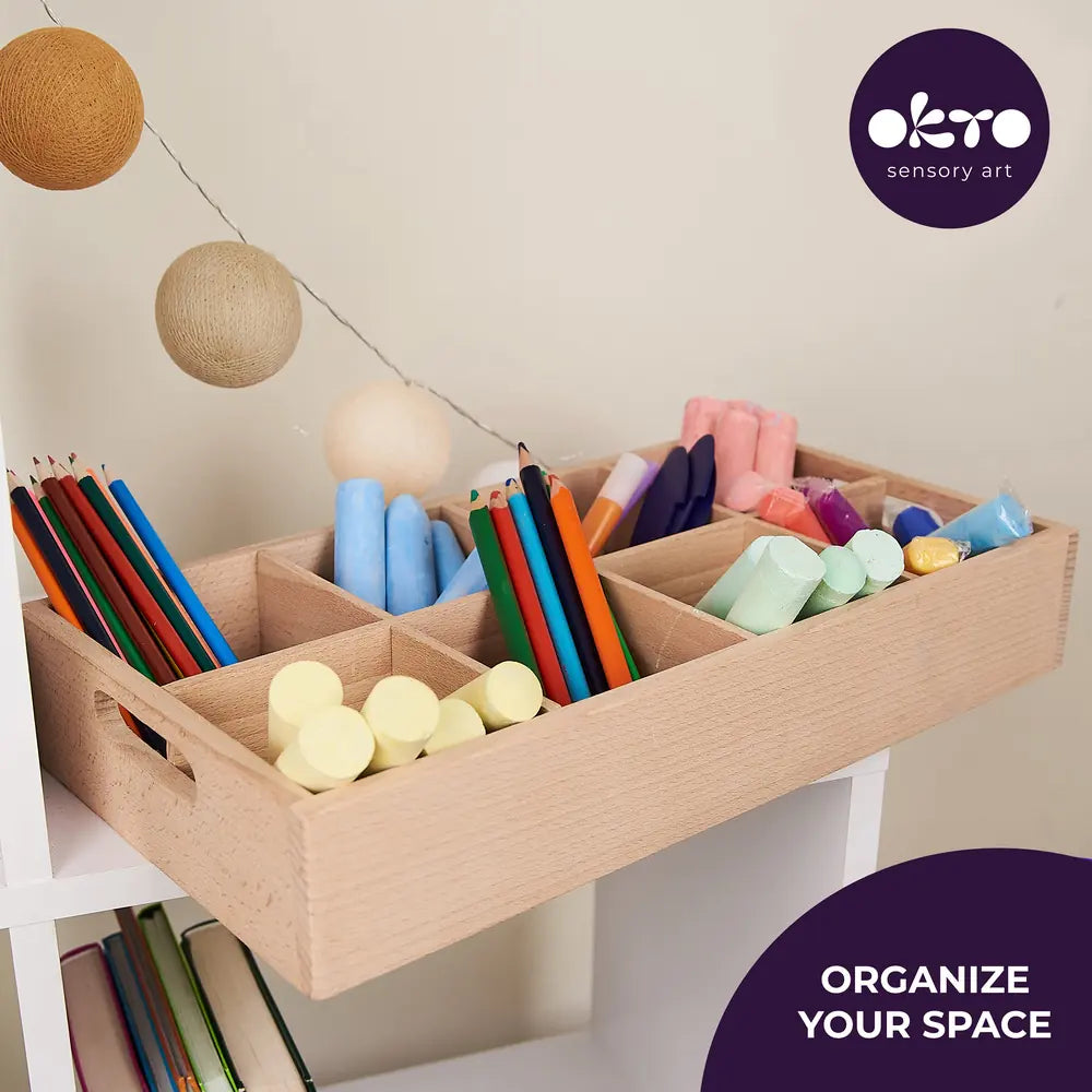 School supplues  Wooden organizer box. 8 cells