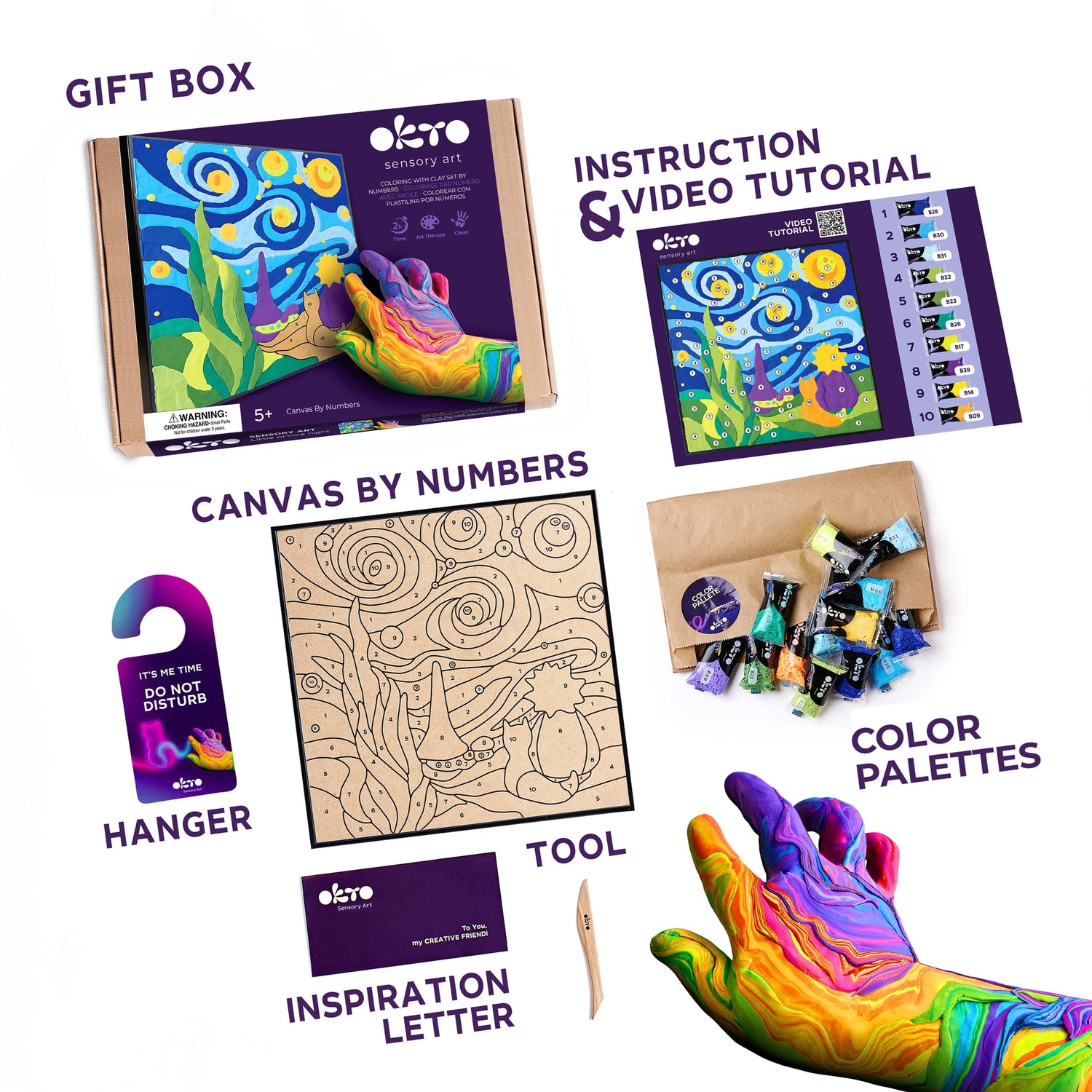 Coloring with clay set by numbers Little prince night