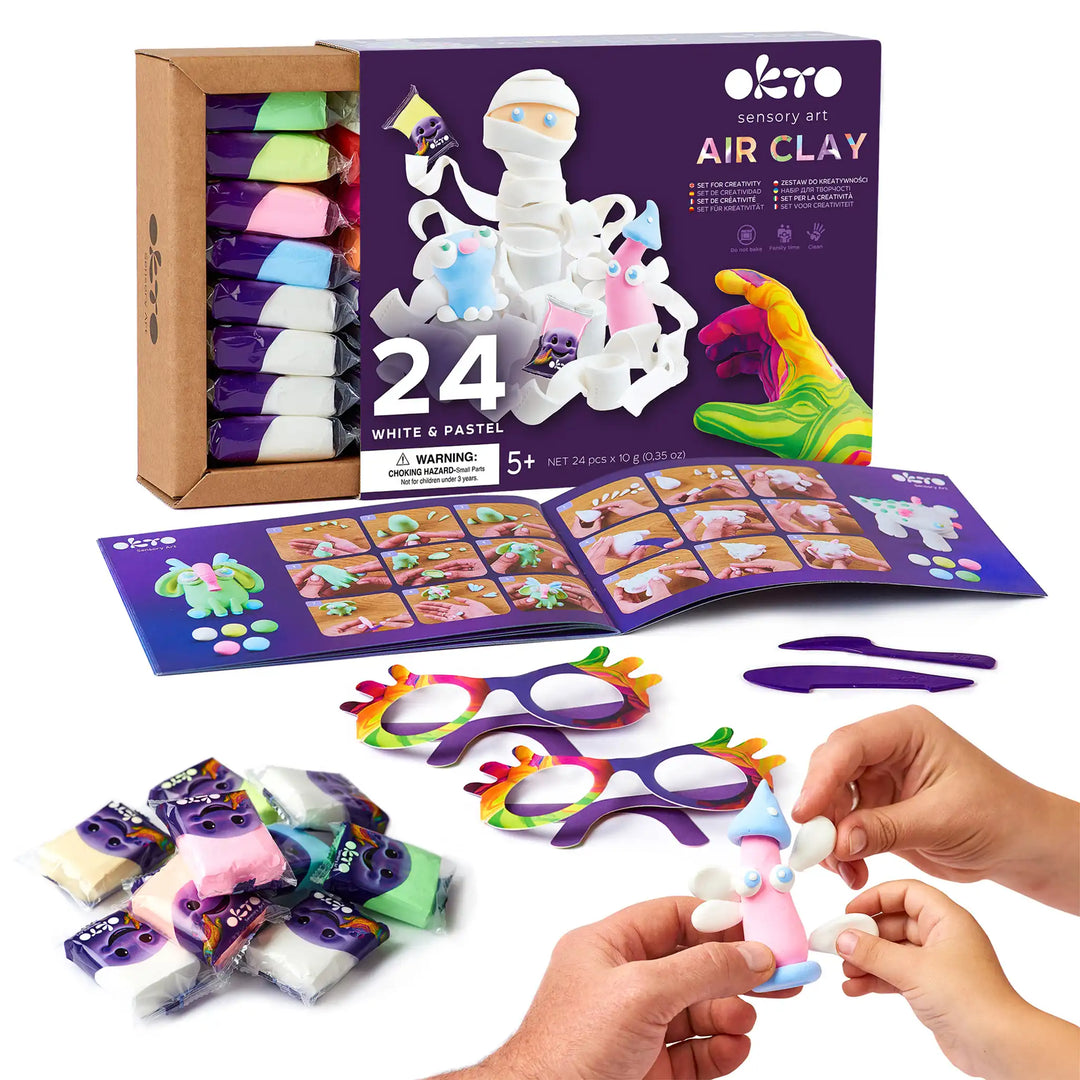 Set with air clay KIDS LINE 24 White & pastel