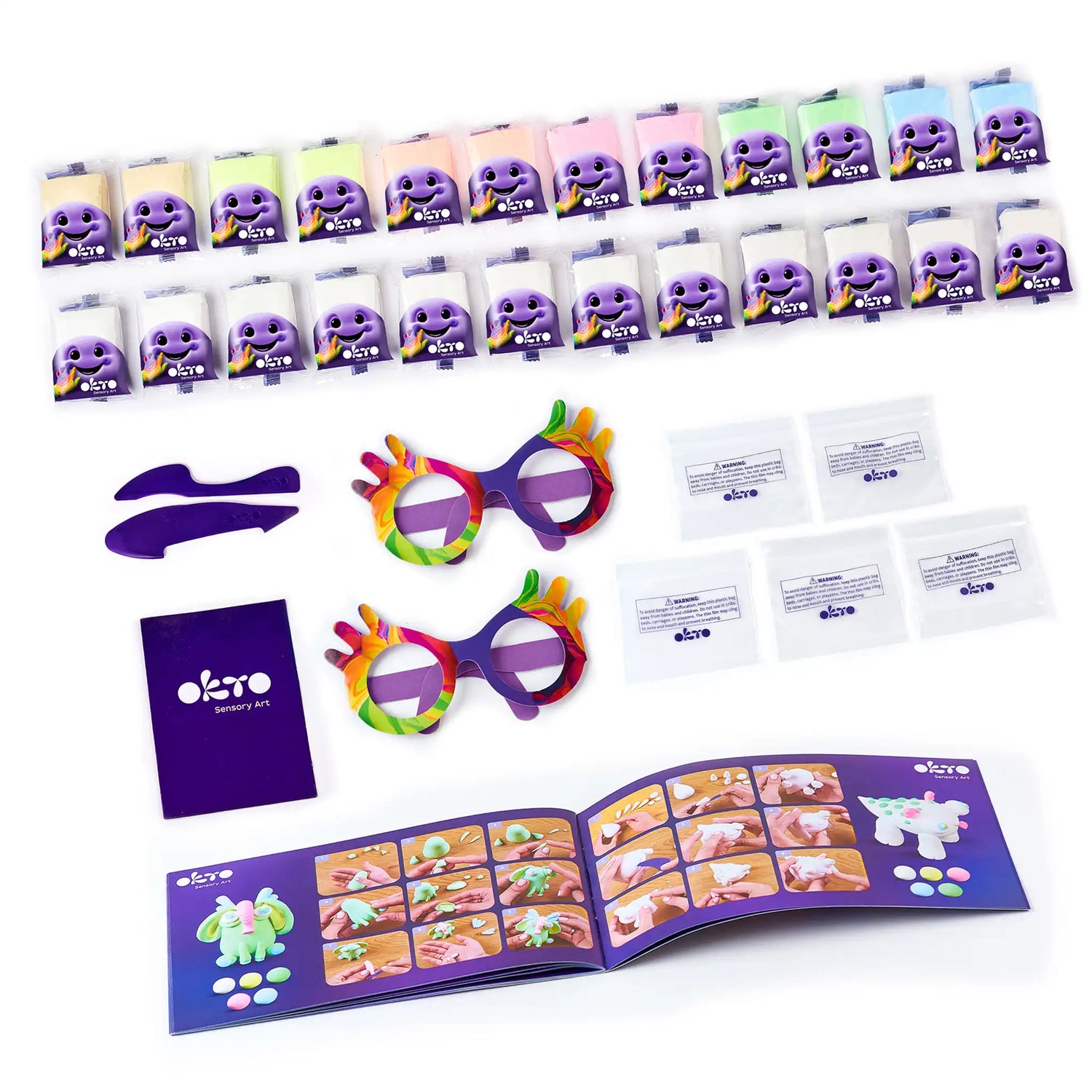 Set with air clay KIDS LINE 24 White & pastel