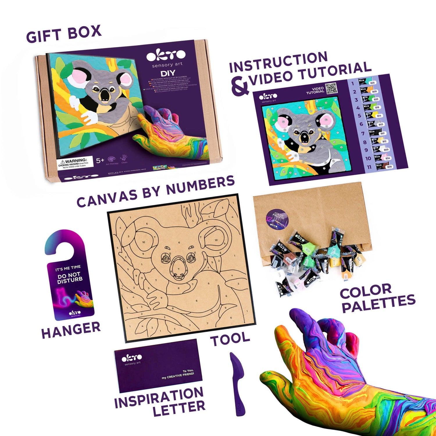 Coloring with clay set by numbers KOALA