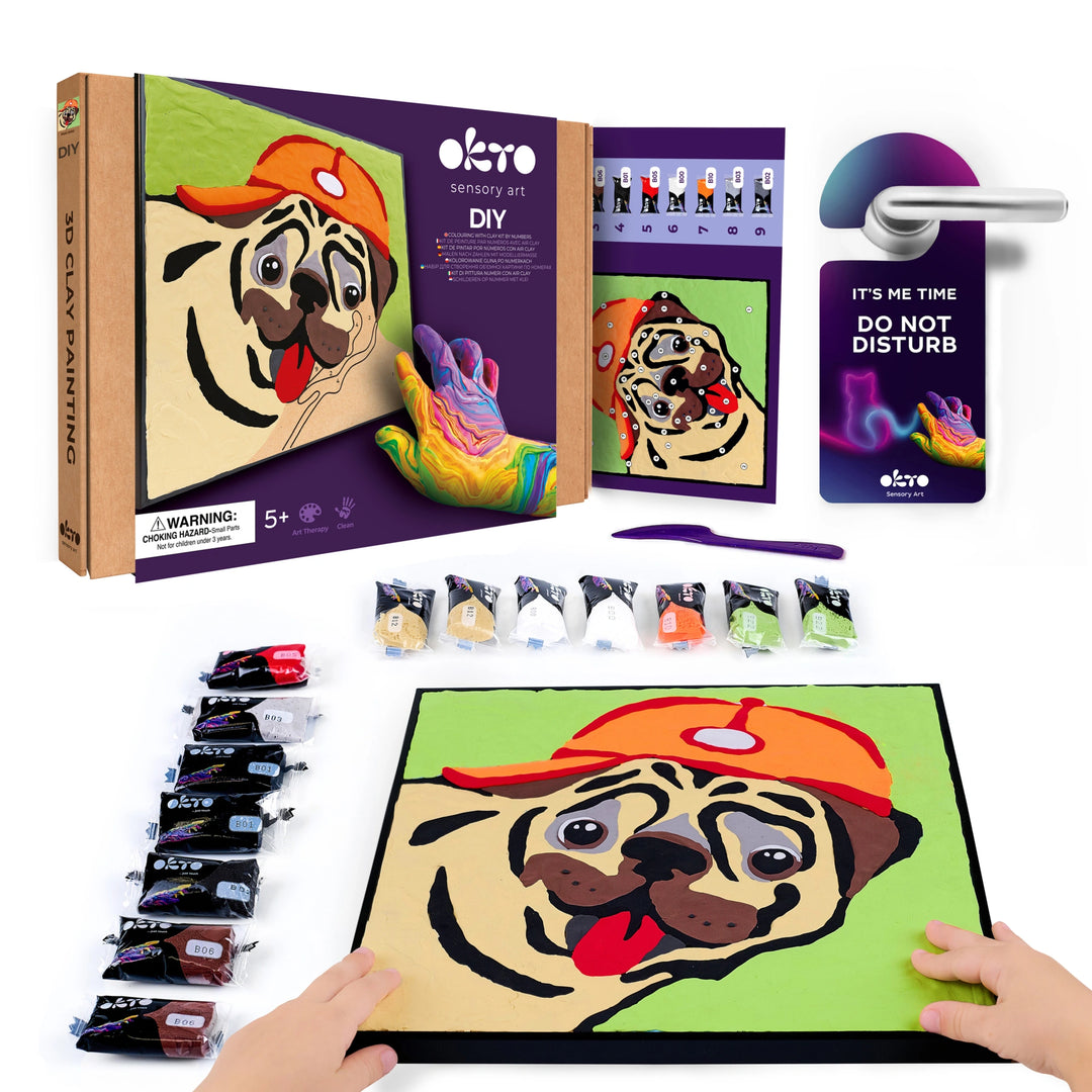 Coloring with clay set by numbers PUG DOG