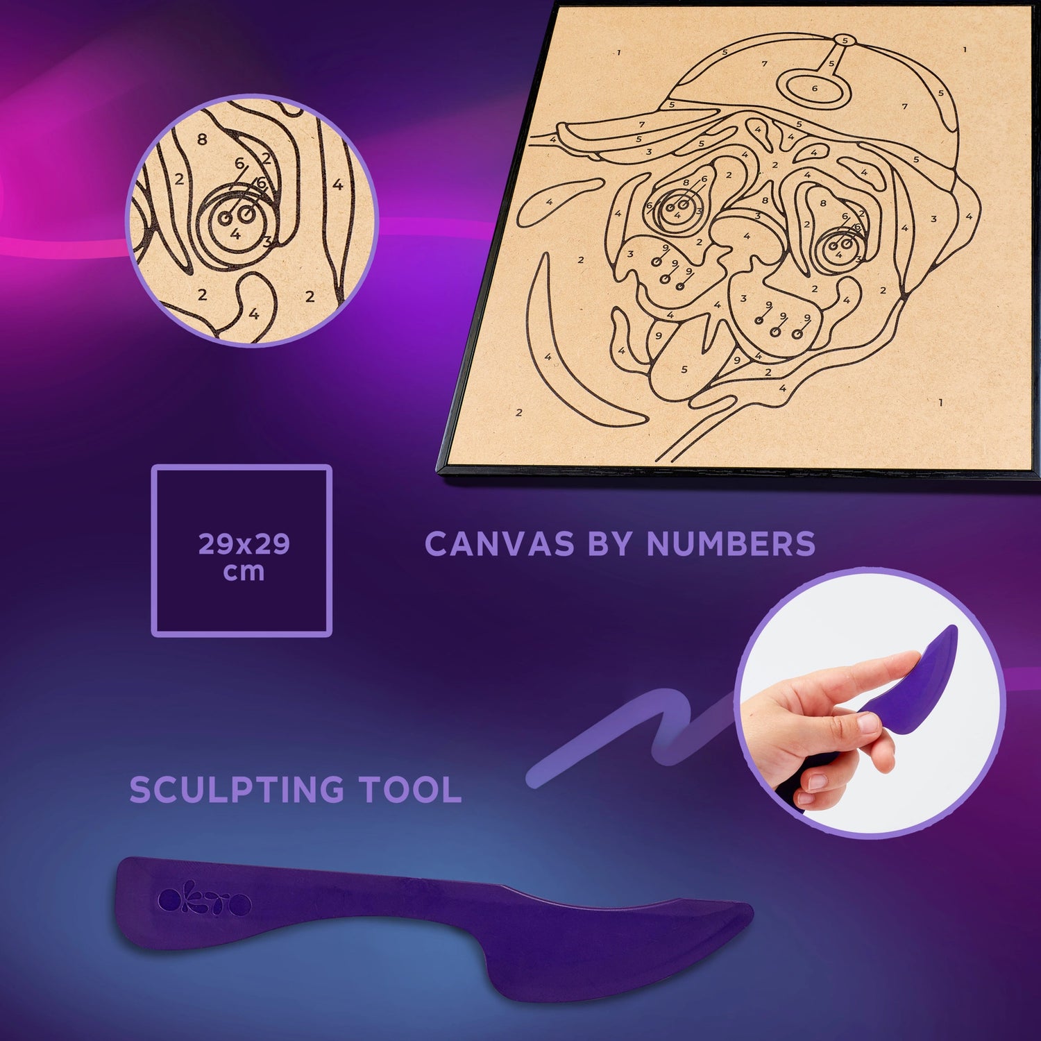 Coloring with clay set by numbers PUG DOG