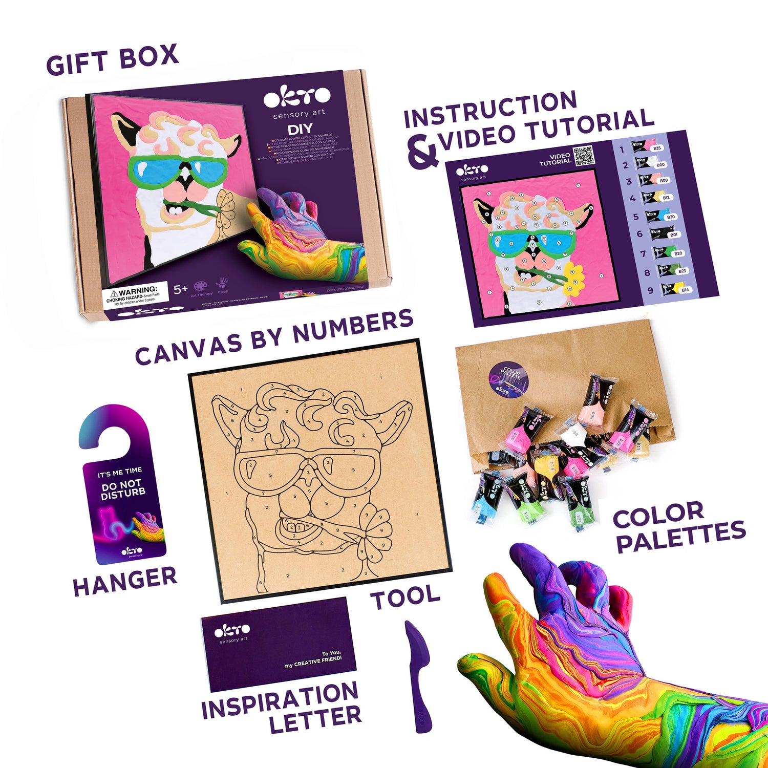 Coloring with clay set by numbers LAMA