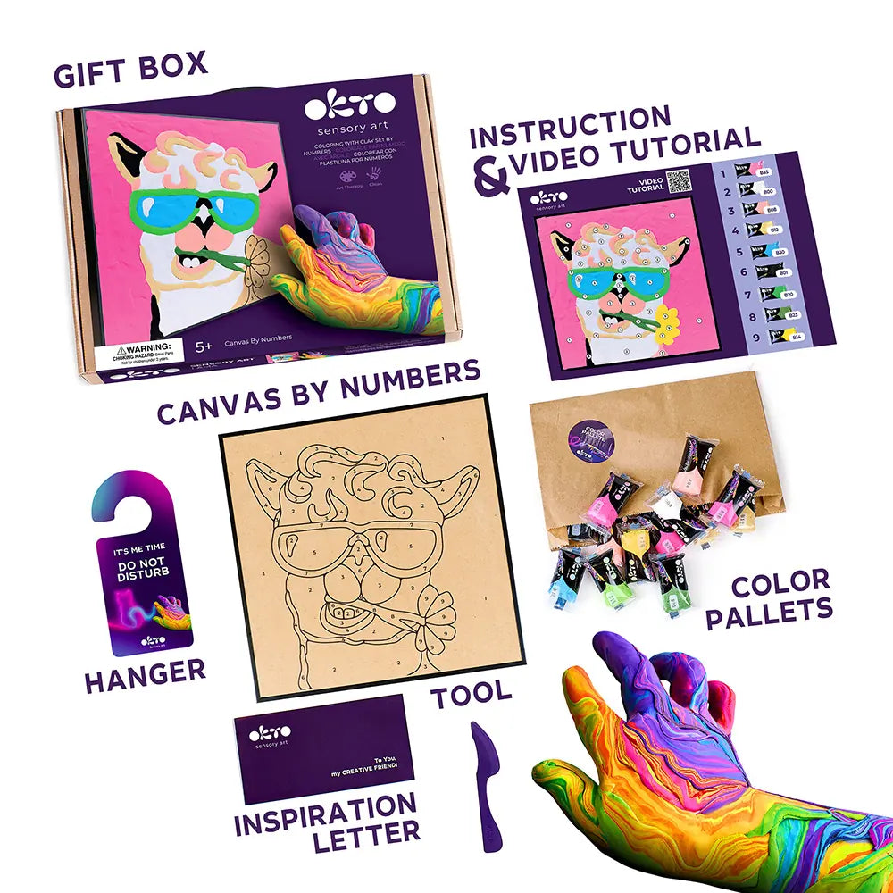 Coloring with clay set by numbers  ТМ ОКТО  Lama 11.4" x 11.4" inch