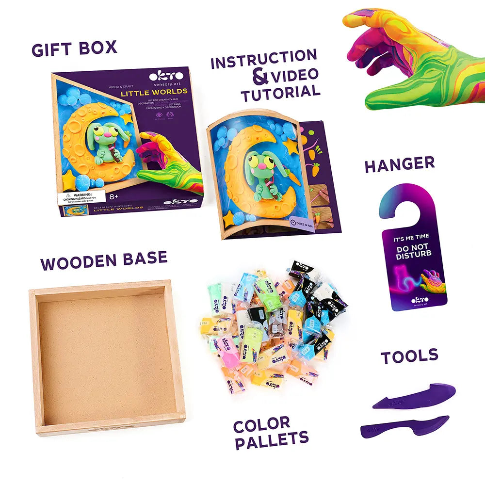 Wood&Craft DIY set "Little Worlds" TM OKTO  Bunny Moon 8.3" x 8.3" inch