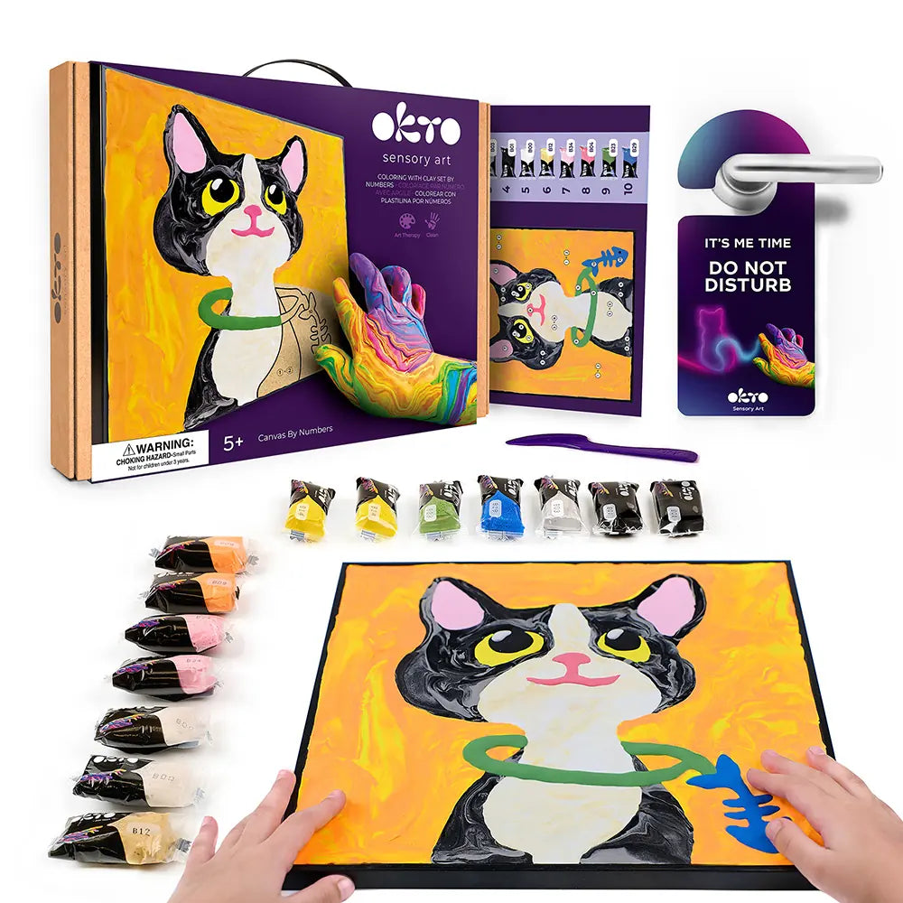 Coloring with clay set by numbers CAT