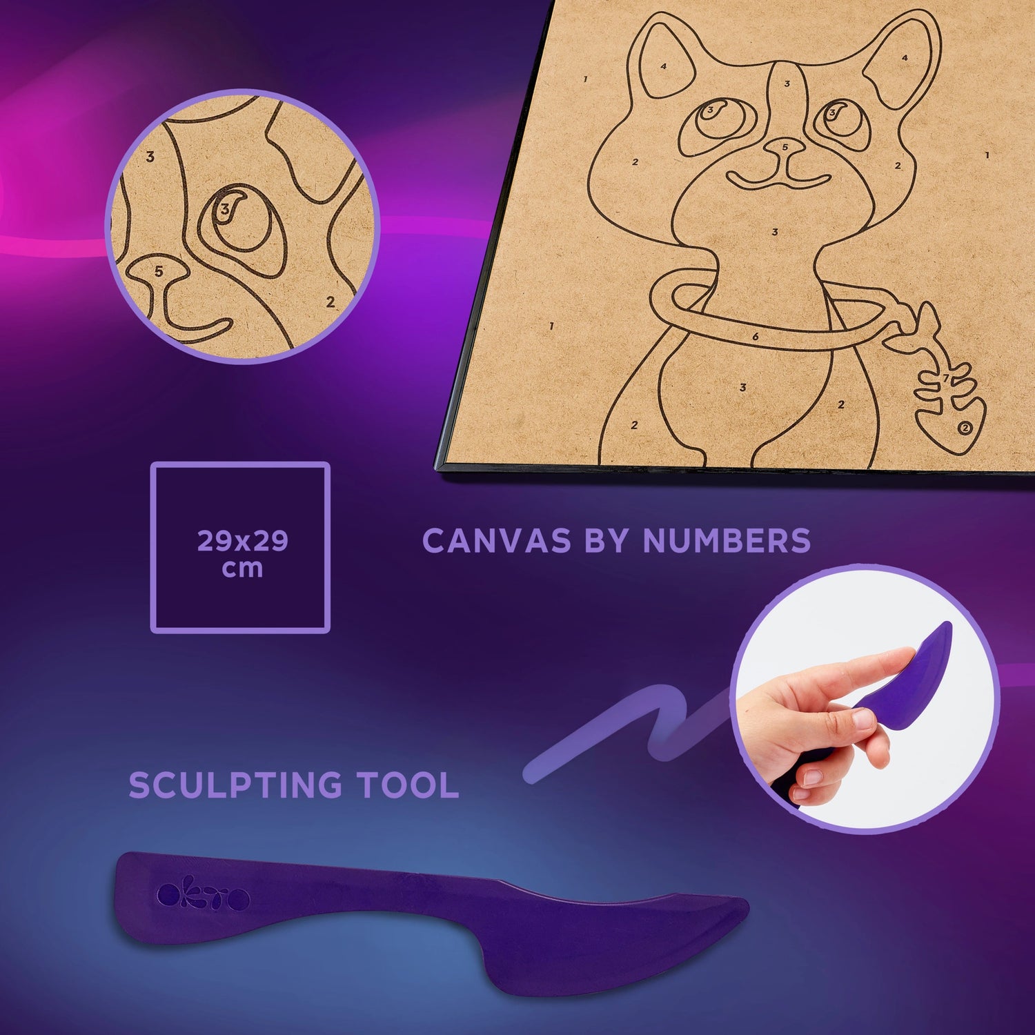 Coloring with clay set by numbers CAT