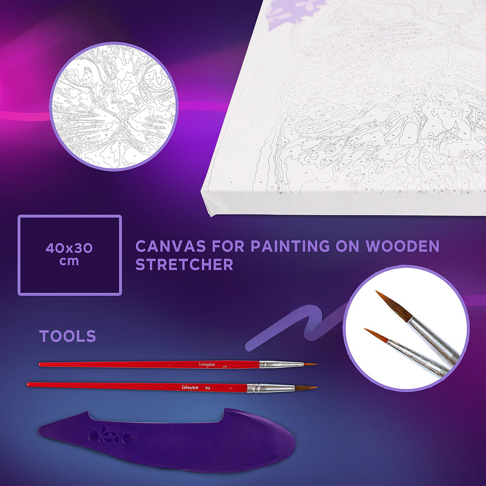 3D modeling+painting kit TM OKTO & Ideyka "A Cat in a Flower Crown" 11.8" x 15.7" inch