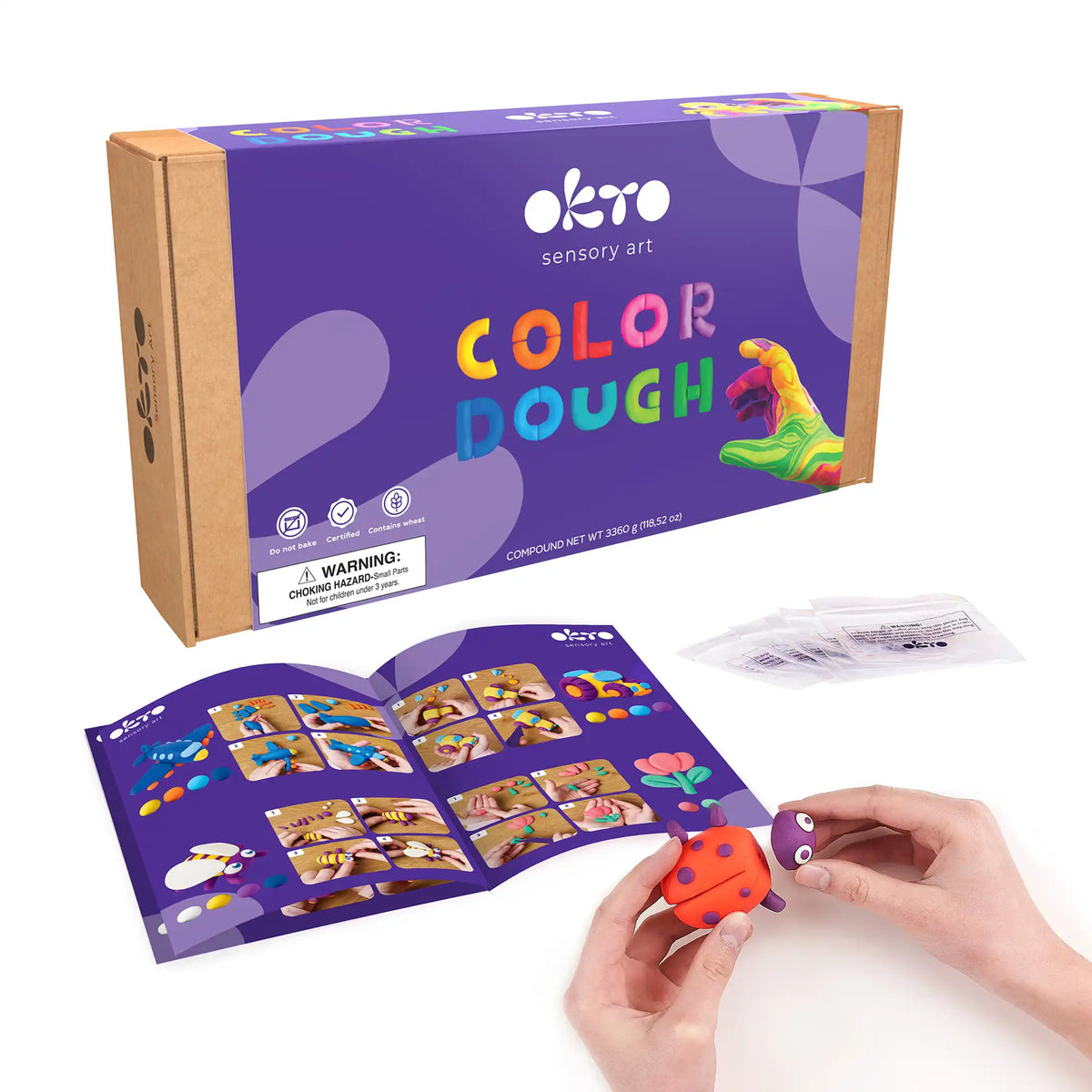 Material escolar: Masa de colores para niños. Paquete de clase. 96 paquetes y 8 colores. 