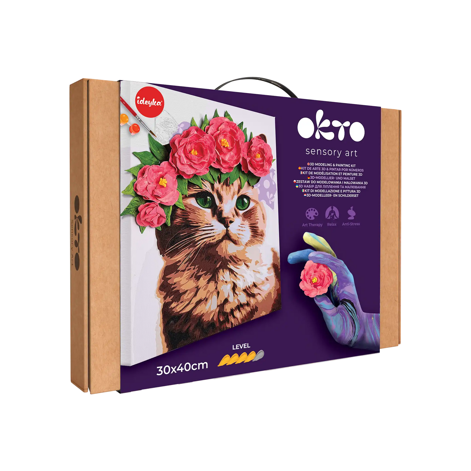 3D modeling+painting kit "A Cat in a Flower Crown"