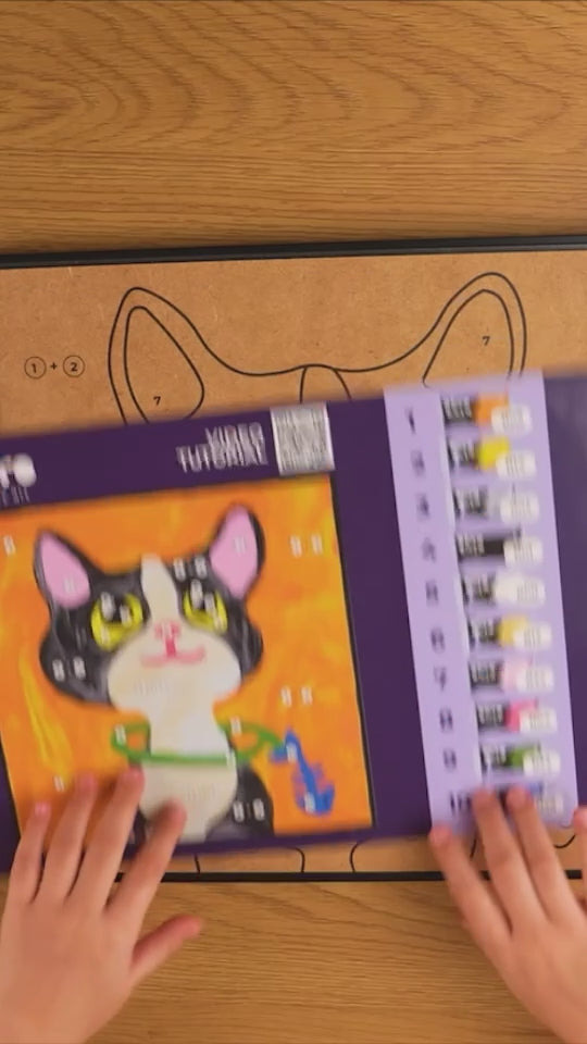 Coloring with clay set by numbers CAT