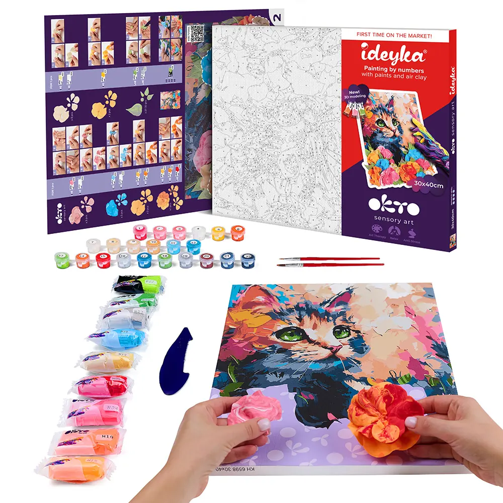 3D Paint by Numbers OKTO & Ideyka "Fluffy Cat" - View 1