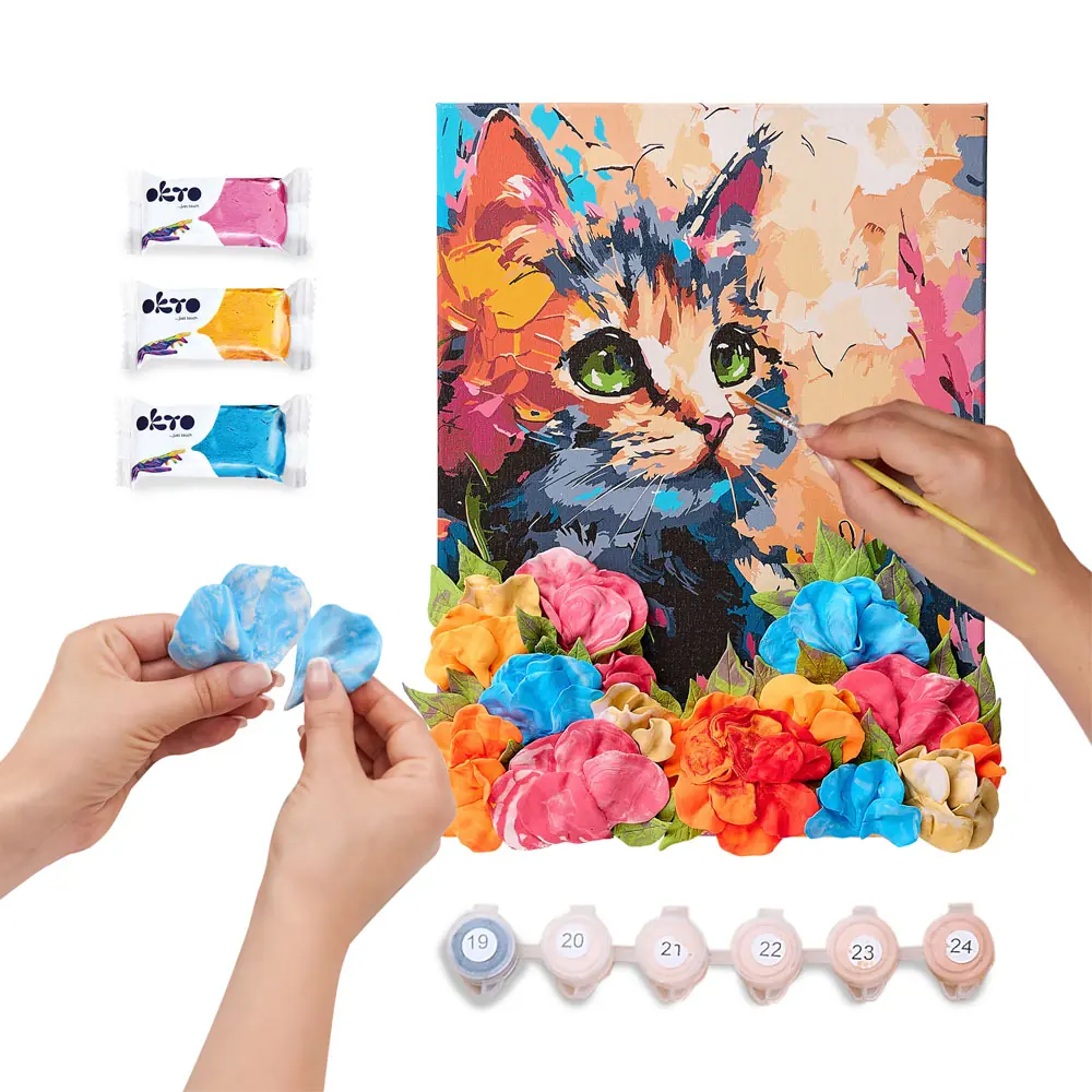 3D Paint by Numbers OKTO & Ideyka "Fluffy Cat"
