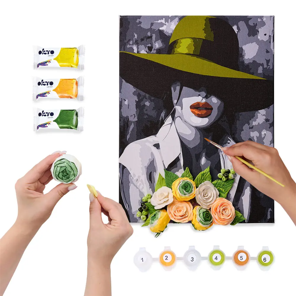 3D Paint by Numbers OKTO & Ideyka "Woman in a Hat"