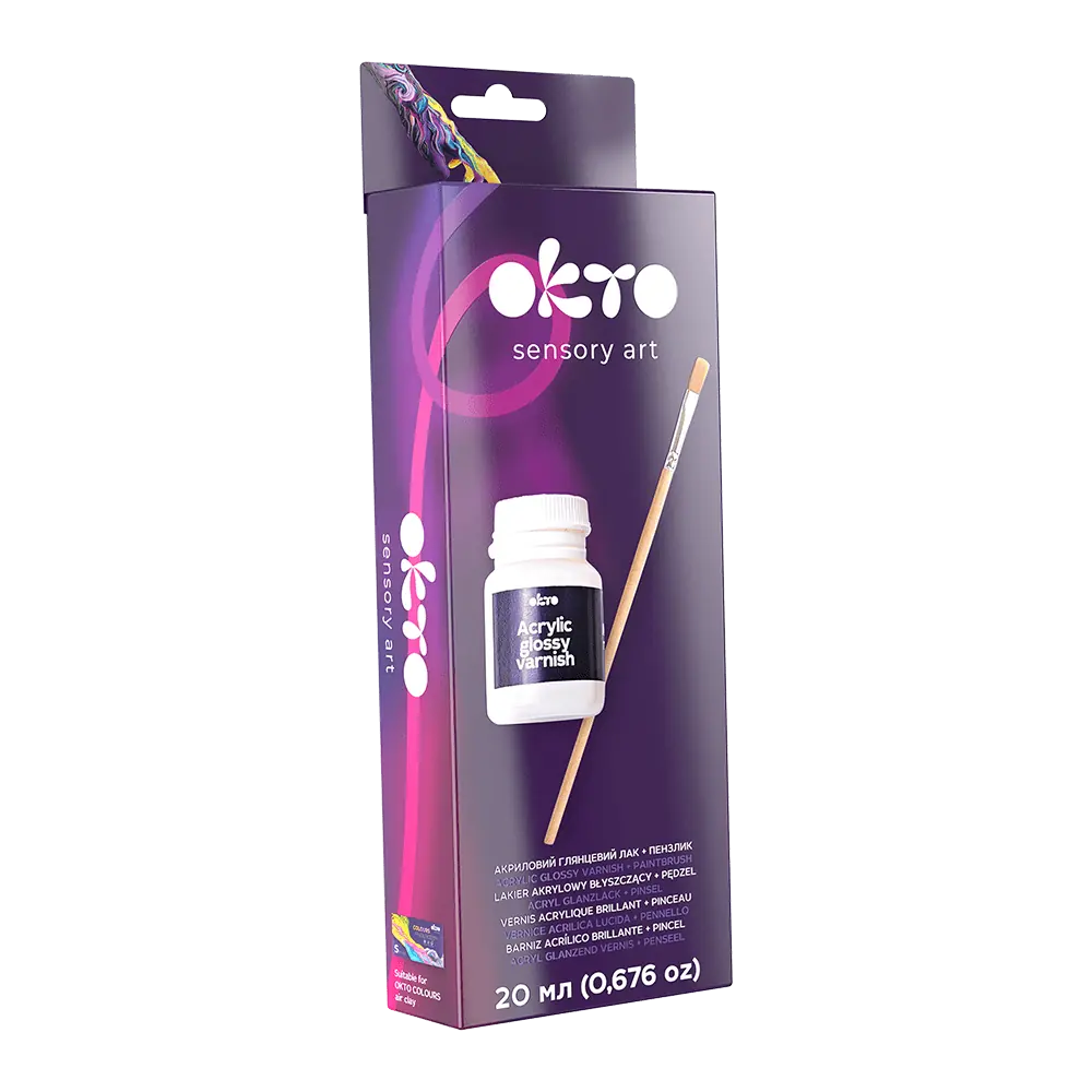 Acrylic glossy varnish + OKTO brush