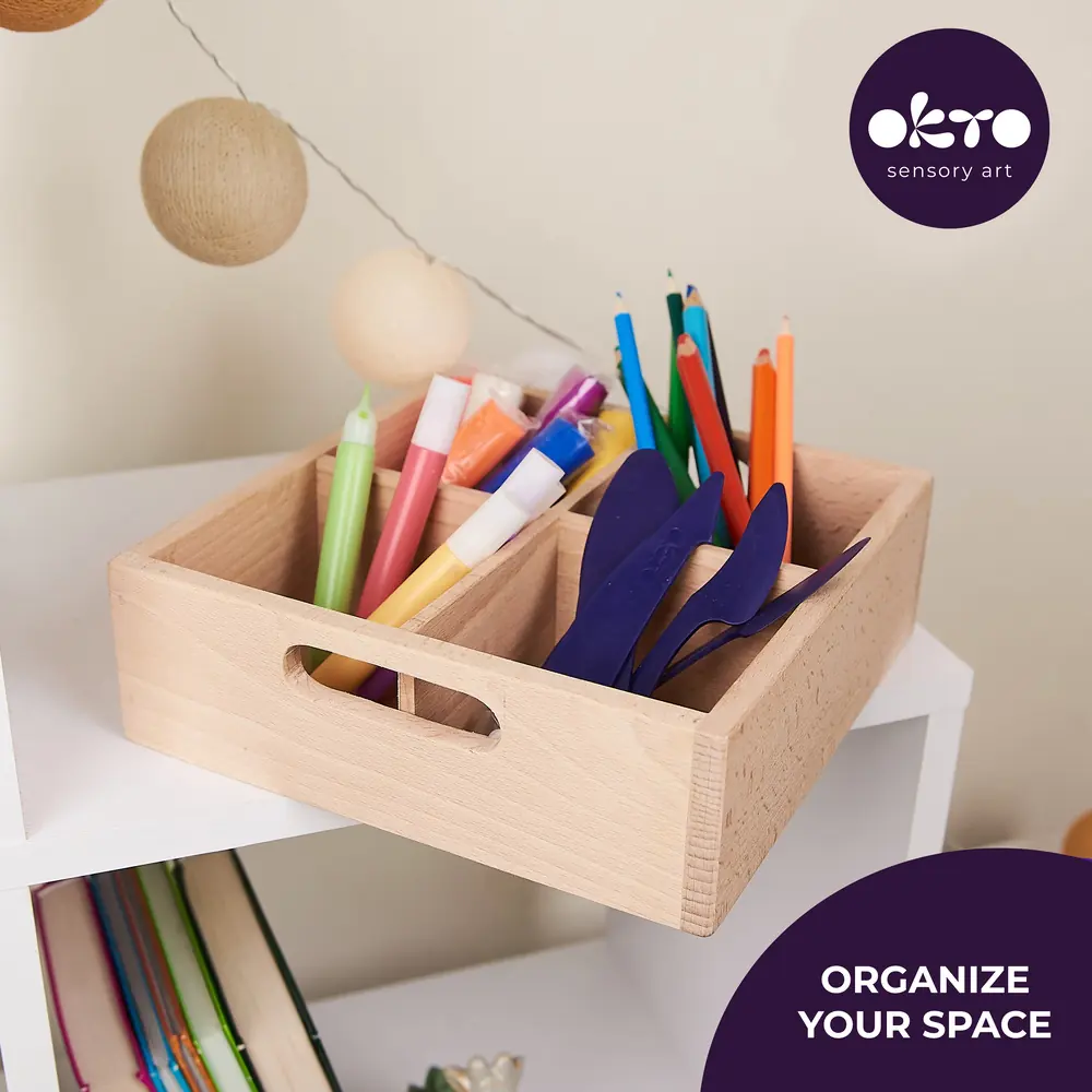 Wooden organizer for school 4 sections - View 3